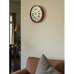 Mey İthalat® 36 Cm Kırmızı Retro Duvar Saati
