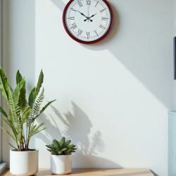 Mey İthalat® 36 Cm Kırmızı Roma Rakamlı Duvar Saati