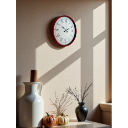 Mey İthalat® 36 Cm Kırmızı Roma Rakamlı Duvar Saati