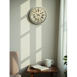 Mey İthalat® 36 Cm Krem Retro Tasarım Duvar Saati