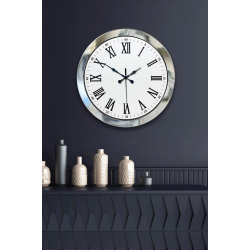 Mey İthalat® 36 cm Krom Metal Roma Rakamli Duvar Saati
