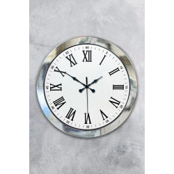 Mey İthalat® 36 cm Krom Metal Roma Rakamli Duvar Saati