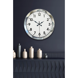 Mey İthalat® 36 cm Krom Metal Standart Duvar Saati