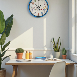 Mey İthalat® 36 Cm Mavi Çocuk Odası Duvar Saati