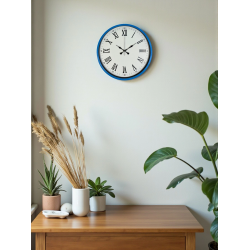 Mey İthalat® 36 Cm Mavi Roma Rakamlı Duvar Saati