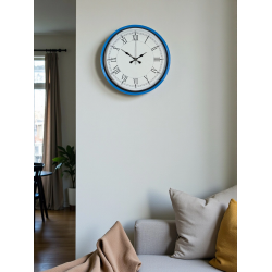 Mey İthalat® 36 Cm Mavi Roma Rakamlı Duvar Saati