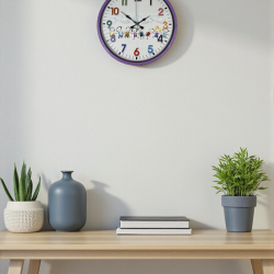 Mey İthalat® 36 Cm Mor Çocuk Odası Duvar Saati