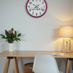 Mey İthalat® 36 Cm Pembe Çocuk Odası Duvar Saati