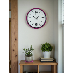 Mey İthalat® 36 Cm Pembe Modern Duvar Saati