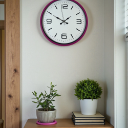 Mey İthalat® 36 Cm Pembe Modern Duvar Saati