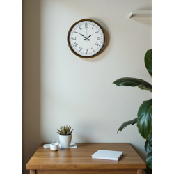 Mey İthalat® 36 Cm Roma Rakamlı Kahverengi Dekoratif Duvar Saati