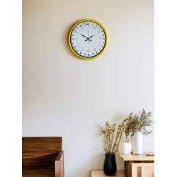 Mey İthalat® 36 Cm Sarı 24 Saat Göstergeli Özel Tasarım Duvar Saati