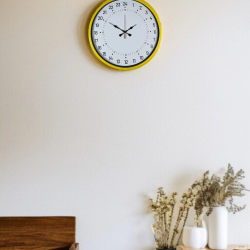 Mey İthalat® 36 Cm Sarı 24 Saat Göstergeli Özel Tasarım Duvar Saati