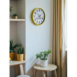 Mey İthalat® 36 Cm Sarı Çocuk Odası Duvar Saati