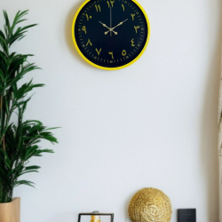 Mey İthalat® 36 Cm Sarı Dekoratif Arapça Rakamlı Duvar Saati