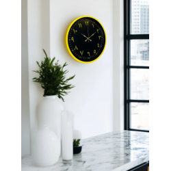 Mey İthalat® 36 Cm Sarı Dekoratif Arapça Rakamlı Duvar Saati