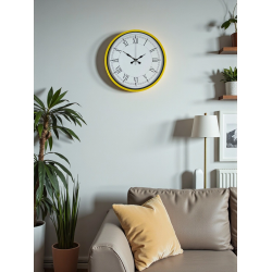 Mey İthalat® 36 Cm Sarı Dekoratif Duvar Saati