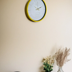 Mey İthalat® 36 Cm Sarı Dekoratif Duvar Saati