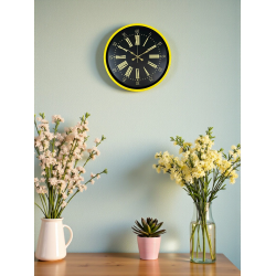 Mey İthalat® 36 Cm Sarı Modern Duvar Saati