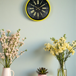 Mey İthalat® 36 Cm Sarı Modern Duvar Saati