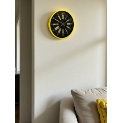 Mey İthalat® 36 Cm Sarı Modern Duvar Saati