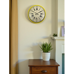 Mey İthalat® 36 Cm Sarı Retro Duvar Saati