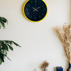 Mey İthalat® 36 Cm Sarı Şık Duvar Saati