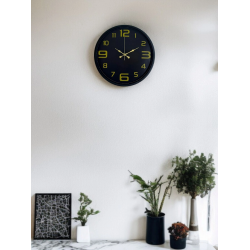 Mey İthalat® 36 Cm Siyah Gold Rakamlı Duvar Saati