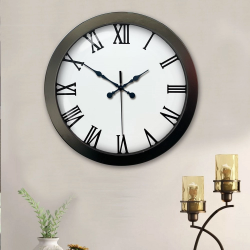 Mey İthalat® 36 cm Siyah Metal Roma Rakamlı Duvar Saati