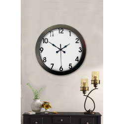 Mey İthalat® 36 cm Siyah Metal Standart Duvar Saati