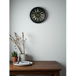 Mey İthalat® 36 Cm Siyah Modern Duvar Saati