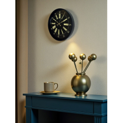 Mey İthalat® 36 Cm Siyah Modern Duvar Saati