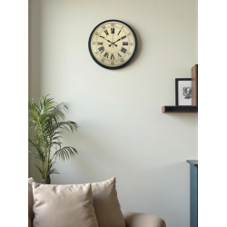 Mey İthalat® 36 Cm Siyah Retro Tasarım Duvar Saati