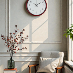 Mey İthalat® 36 Cm Standart Kırmızı Duvar Saati