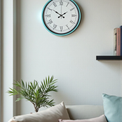 Mey İthalat® 36 Cm Turkuaz Dekoratif Duvar Saati