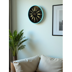 Mey İthalat® 36 Cm Turkuaz Dekoratif Duvar Saati