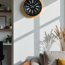 Mey İthalat® 36 Cm Turuncu Dekoratif Duvar Saati