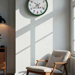 Mey İthalat® 36 Cm Yeşil Çocuk Odası Duvar Saati