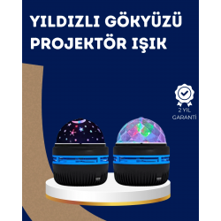 Mey İthalat® 360° Dönen Galaxy Projektörlü Gece Lambası – Star Master Yıldızlı Gökyüzü Efekti