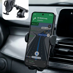 Mey İthalat® 360° Döner Araç Telefon Tutucu Otomatik Kilit Mekanizmalı Stand