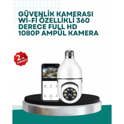 Mey İthalat® 360° Panoramik Görüntüleme Sunan Ampul Tipi Güvenlik Kamerası
