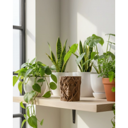 Mey İthalat® 3D Ağaç Gövdesi Formlu Yüz Figürlü Dekoratif Saksı Sanatsal Tasarım Vazo