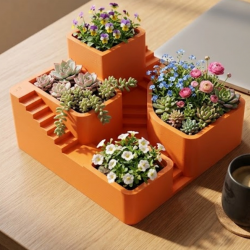 Mey İthalat® 3D Baskı Çoklu Kaktüs ve Sukulent Saksı Seti Şık Tasarım Dekoratif Bitki Düzenleyici