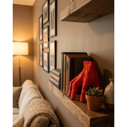 Mey İthalat® 3D Dekoratif Kırmızı El Biblo 17x16 cm Modern Ev Aksesuarı