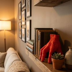 Mey İthalat® 3D Dekoratif Kırmızı El Biblo 17x16 cm Modern Ev Aksesuarı