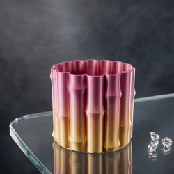 Mey İthalat® 3D Dekoratif Mor Sarı Vazo Modern Tasarım Estetik Ev Aksesuarı