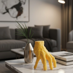 Mey İthalat® 3D Dekoratif Sarı El Obje 17x16 cm Şık ve Dikkat Çekici Tasarım