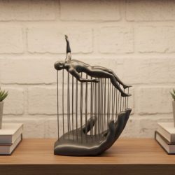 Mey İthalat® 3D El Formlu İnsan Figürü Gri Soyut Tasarım Dekoratif Biblo