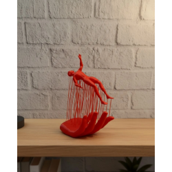 Mey İthalat® 3D El Formlu İnsan Figürü Kırmızı Soyut Tasarım Dekoratif Biblo 12x18 cm