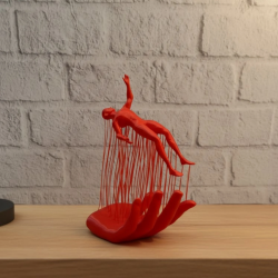 Mey İthalat® 3D El Formlu İnsan Figürü Kırmızı Soyut Tasarım Dekoratif Biblo 12x18 cm